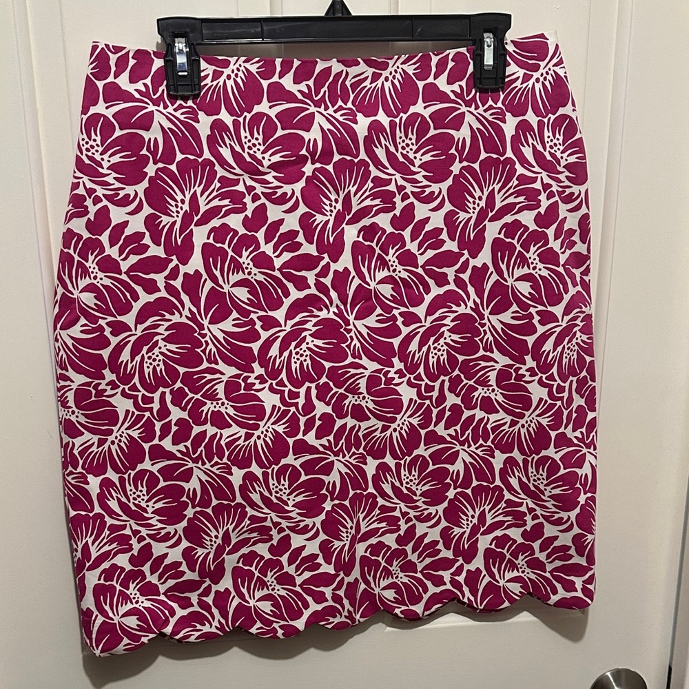 Talbots Pink Floral Pencil Skirt